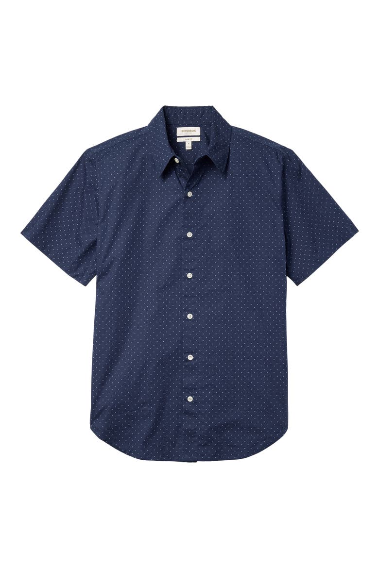 Riviera Slim Fit Short Sleeve Button-Up Shirt, Main, color, NAVY SALT