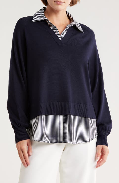 V-Neck Twofer Sweater