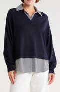 Adrianna Papell V-Neck Twofer Sweater