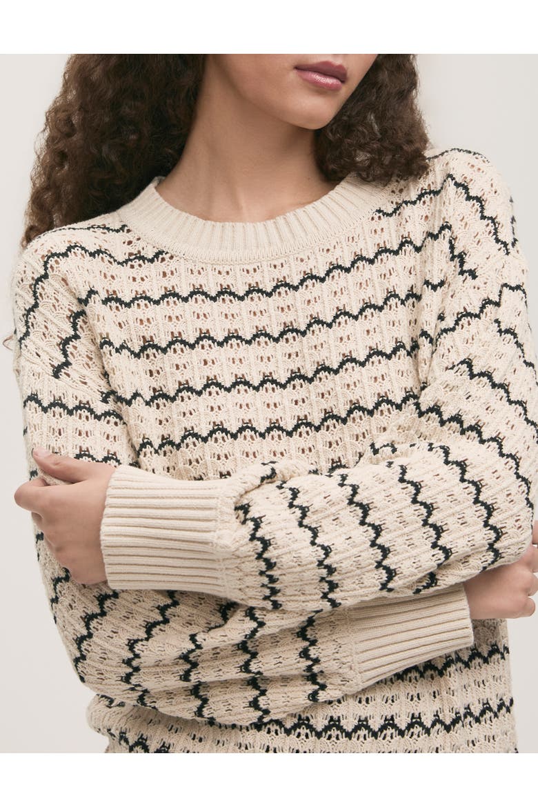 Sansa Long Sleeve Crochet Sweater, Alternate, color, Ivory