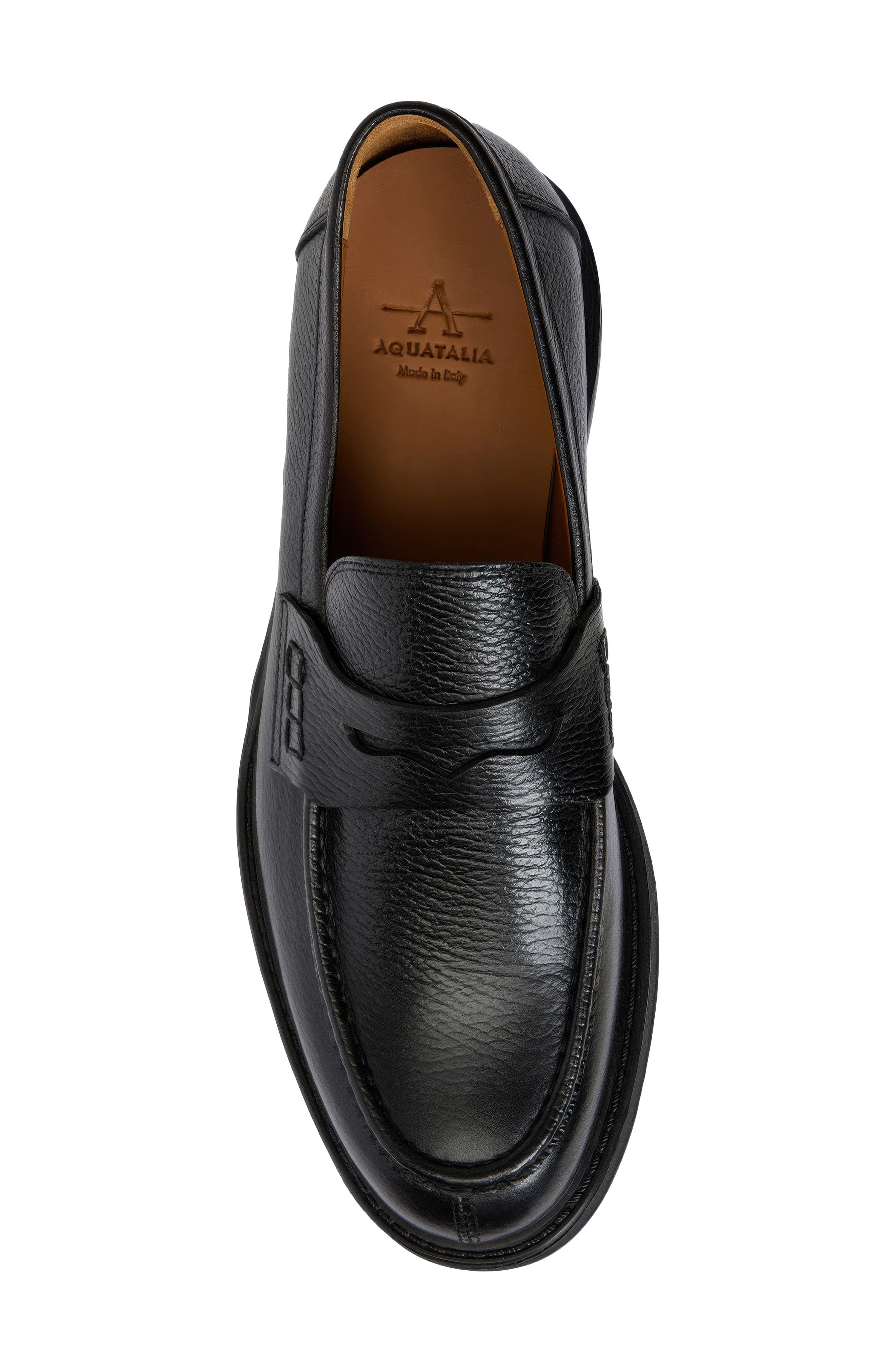 Bergamo Water Repellent Penny Loafer, Alternate, color, BLACK TUMBLED
