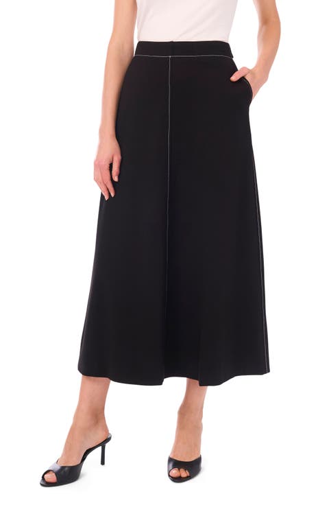 Topstitch A-Line Maxi Skirt