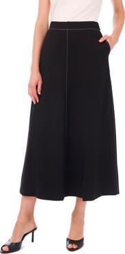 Vince Camuto Topstitch A-Line Maxi Skirt