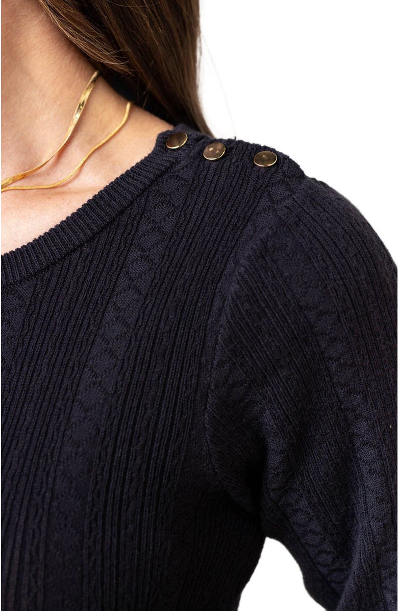 Hope & Henry Women's Organic Fancy Sweater Dress, Alternate, color, Black Cable Bodice