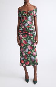 Carolina Herrera Off the Shoulder Ruched Jersey Dress