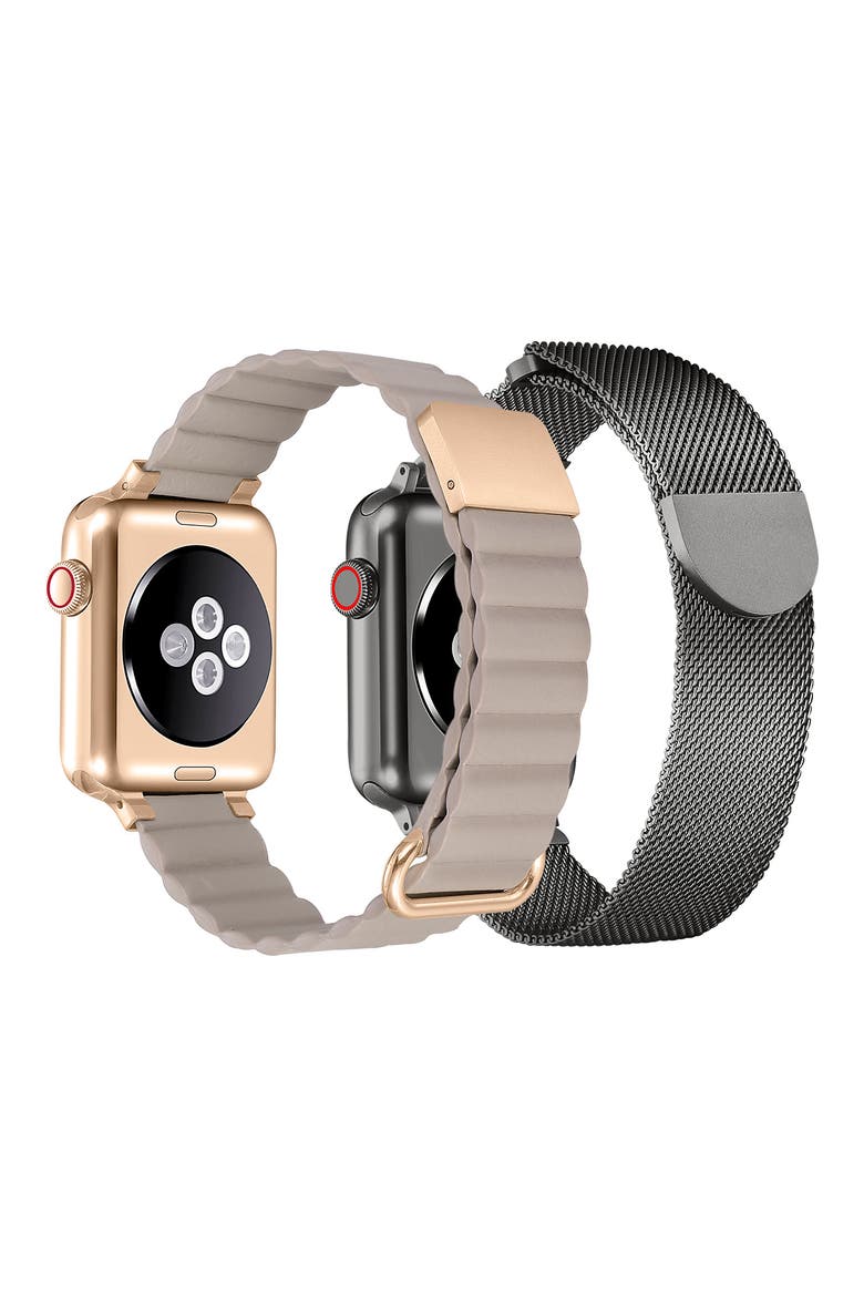 Assorted 2-Pack Leather & Stainless Steel Mesh Apple Watch® Watchbands, Alternate, color, ASSORTED