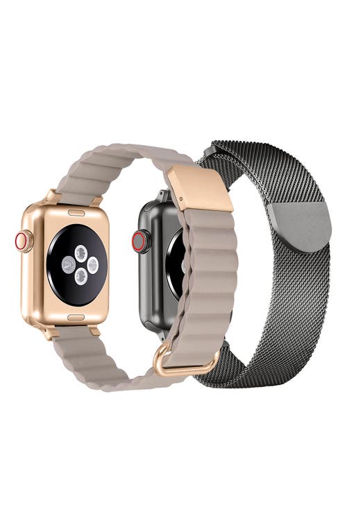 The Posh Tech Assorted 2-pack Leather & Stainless Steel Mesh Apple Watch® Watchbands In Assorted