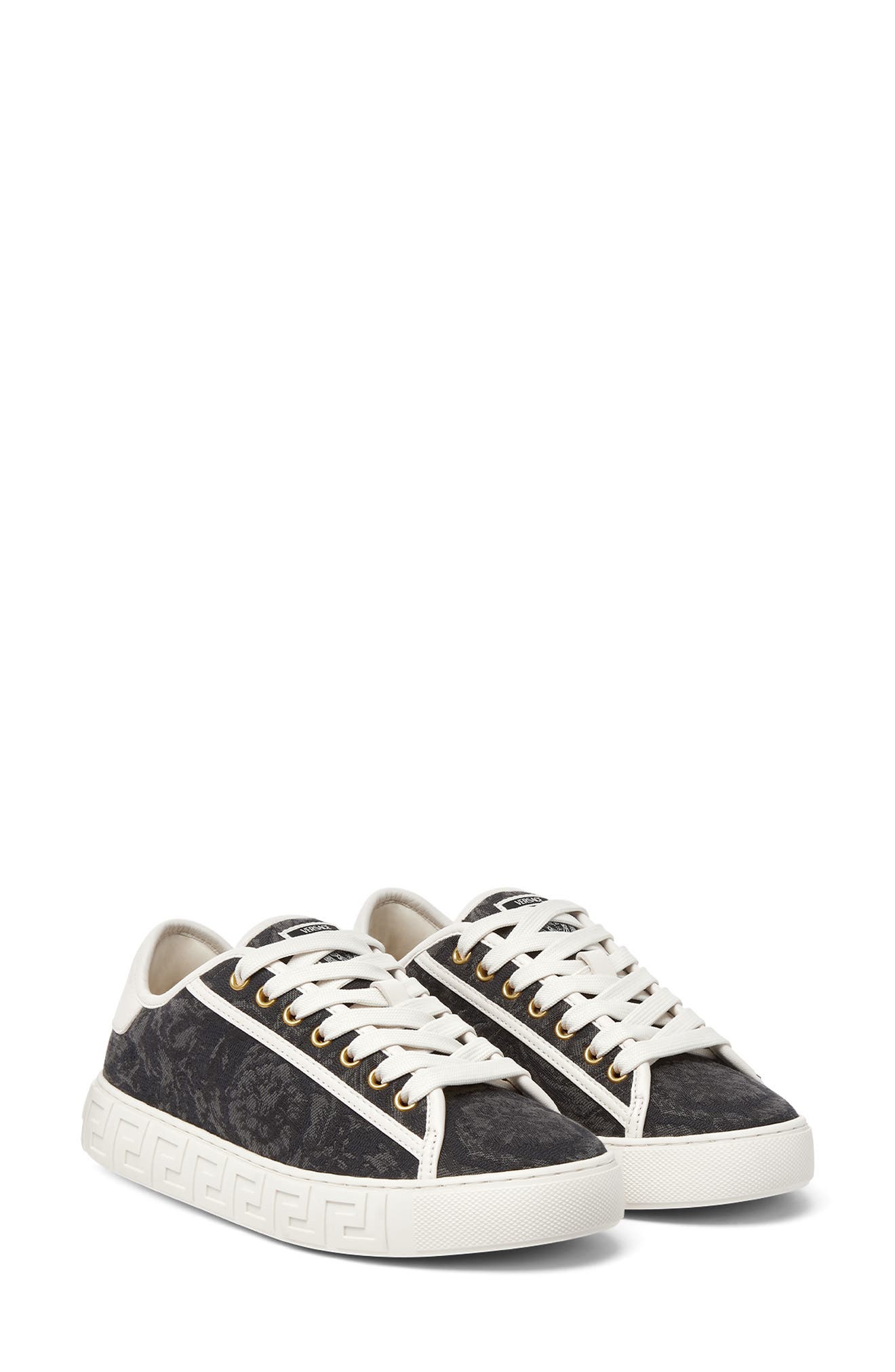 Versace Barroco Greca Jacquard Low Top Sneaker, Main, color, Black/ Off White