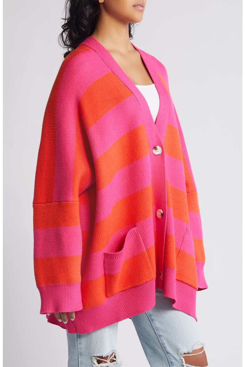 Love You Sorbet Stripe Cardigan, Alternate, color, PINK ORANGE