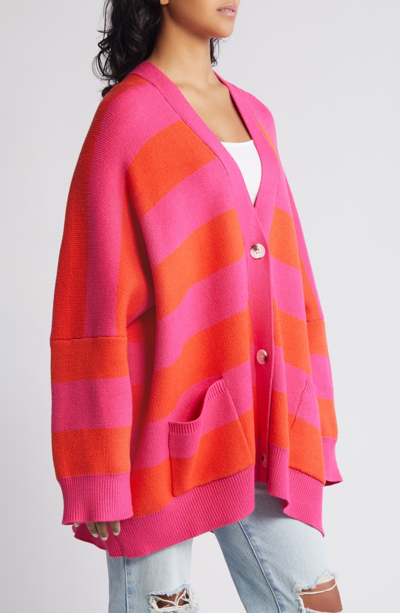 Dressed in Lala Love You Sorbet Stripe Cardigan, Alternate, color, Pink Orange