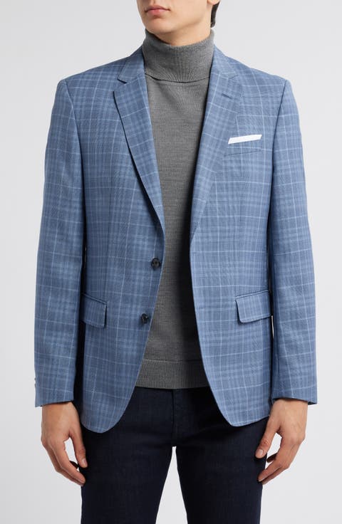Hutson Slim Fit Blue Plaid Wool Sport Coat