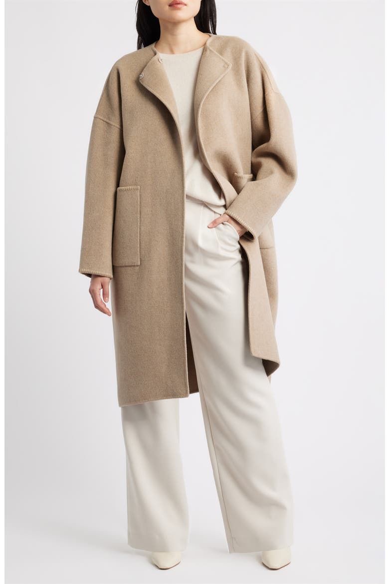 Chalet Wool Blend Double Face Coat with Scarf, Alternate, color, BEIGE