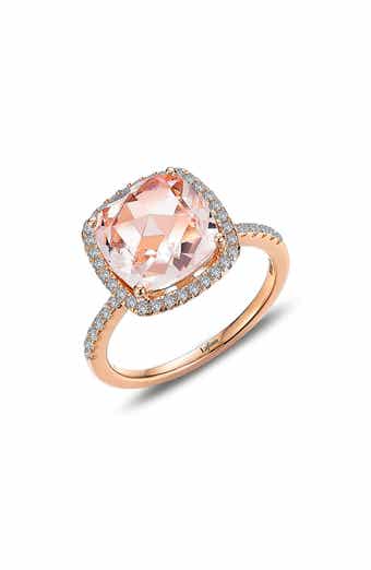 Lafonn Cushion Cut Simulated Morganite & Simulated Diamond Halo Ring