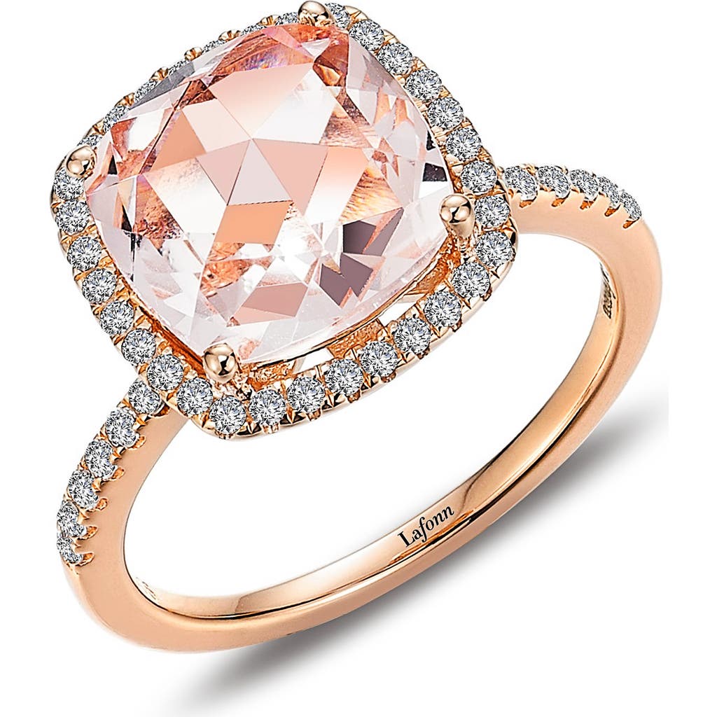 Lafonn Cushion Cut Simulated Morganite & Simulated Diamond Halo Ring In Pink