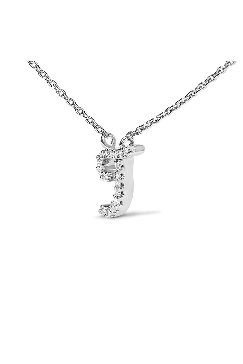 10K Gold Diamond Accent  A-Z Initial Script Style Pendant Necklace, Alternate, color, White | T
