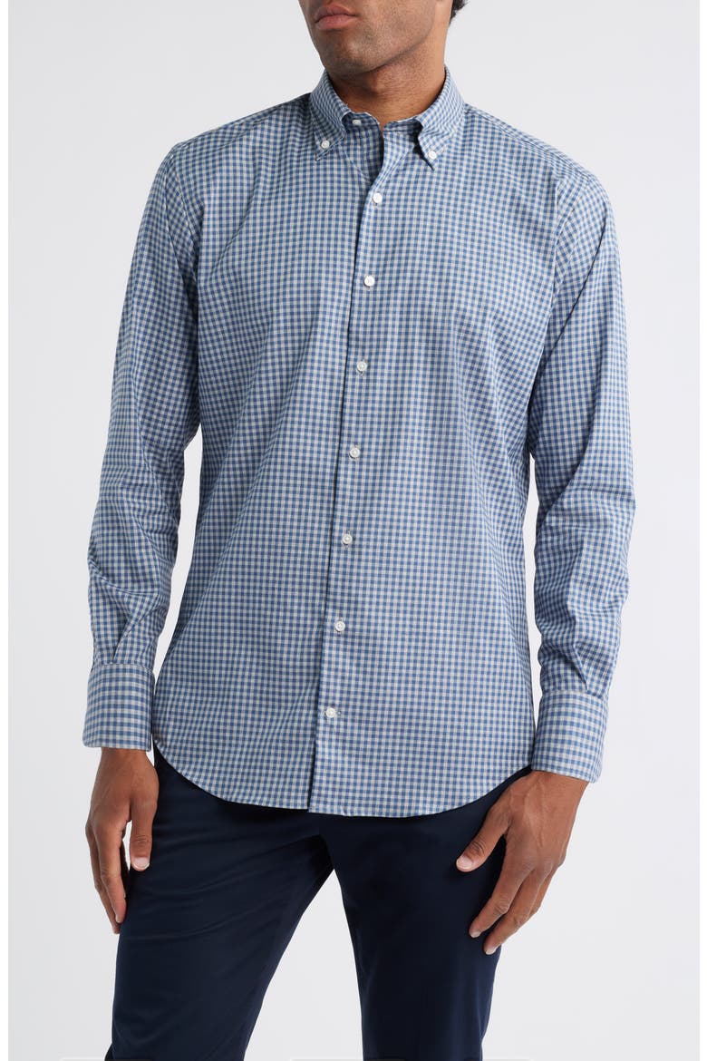 Crown Light Plaid Button-Down Shirt, Main, color, GALE GREY