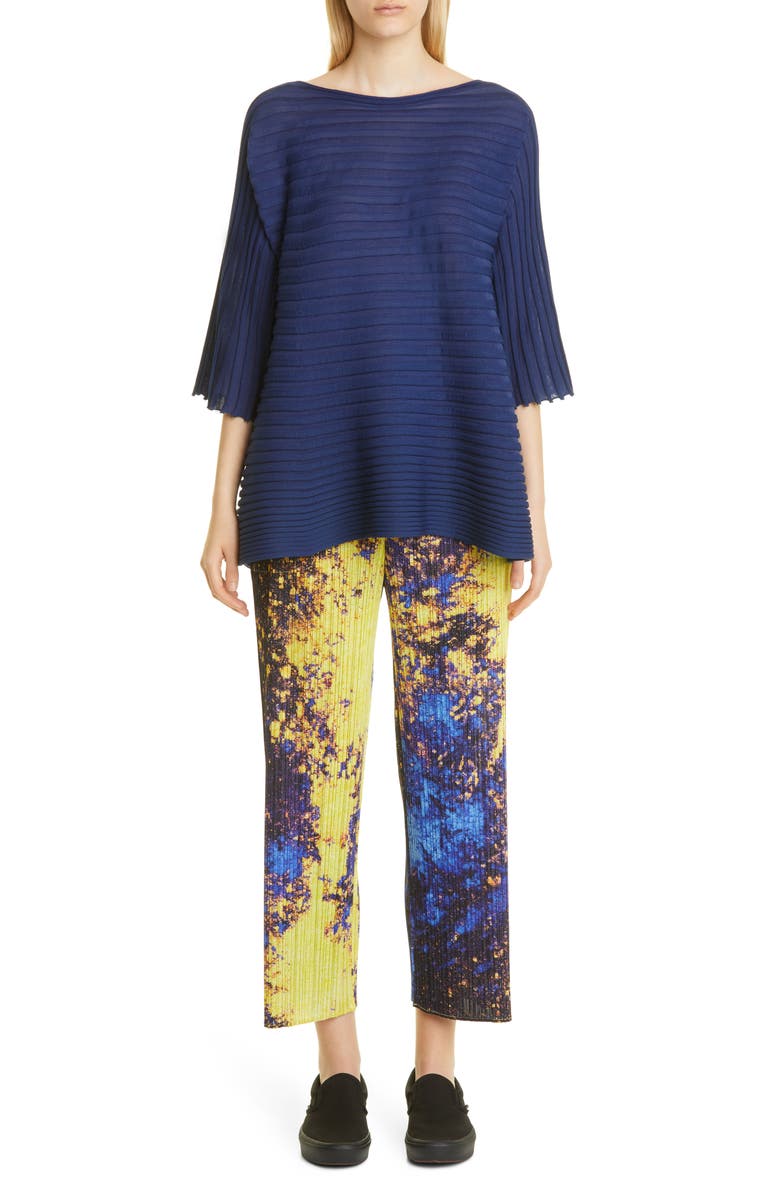 Pleats Please Issey Miyake Bounce Stripe Jersey Top, Main, color, 