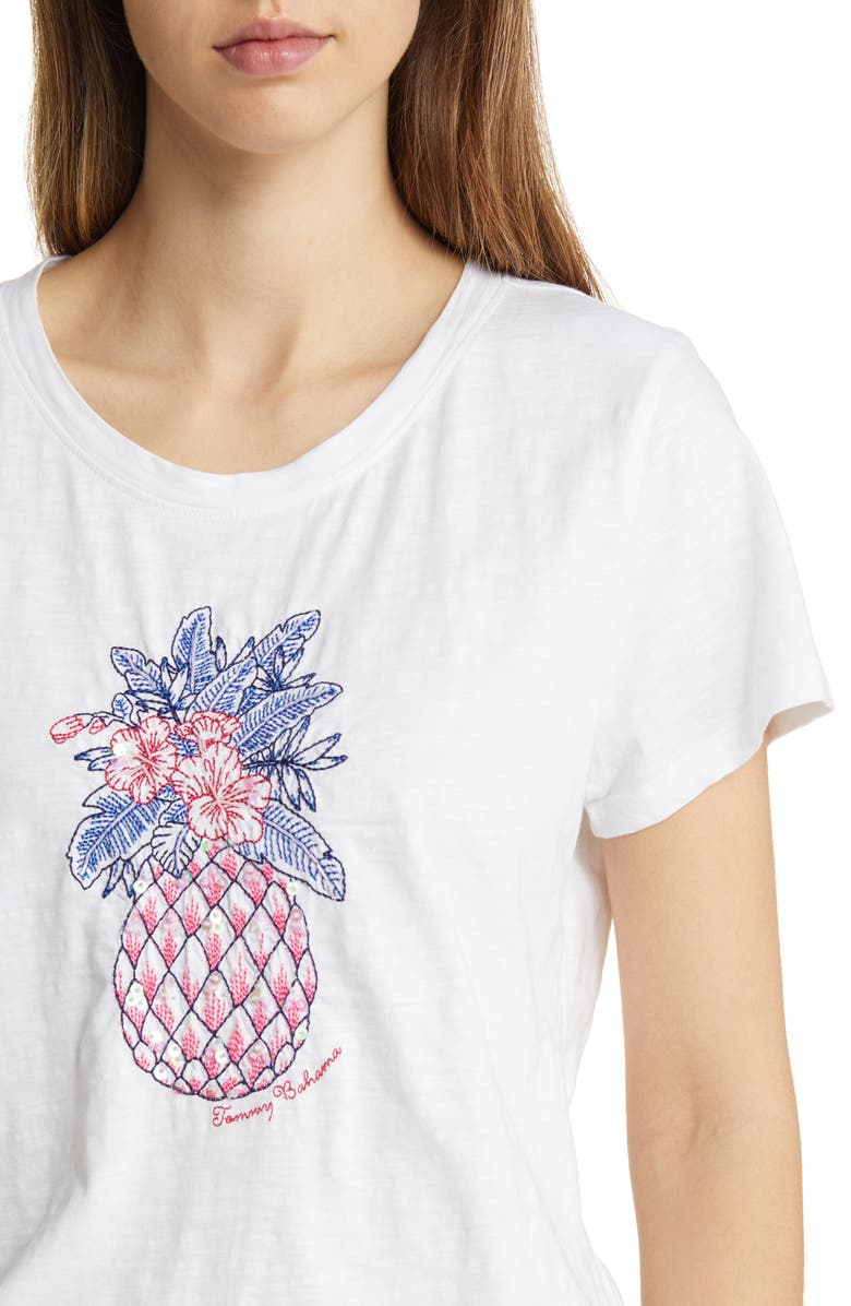 Tommy Bahama American Pineapple Embroidered Cotton T-Shirt, Alternate, color,