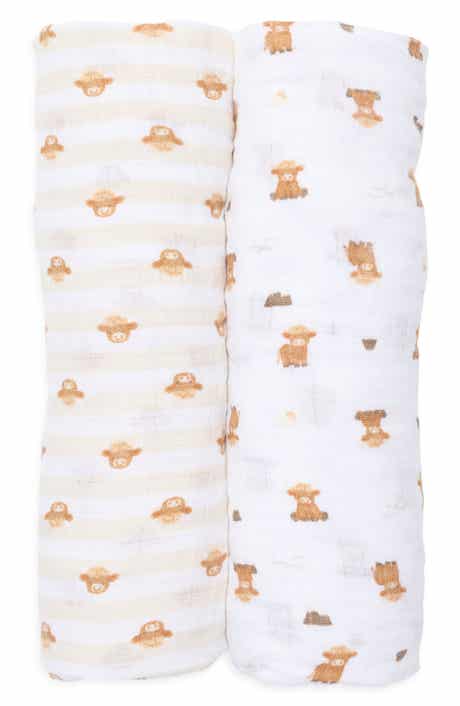 Highland Cow 2-Pack Muslin Swaddle Blanket Set