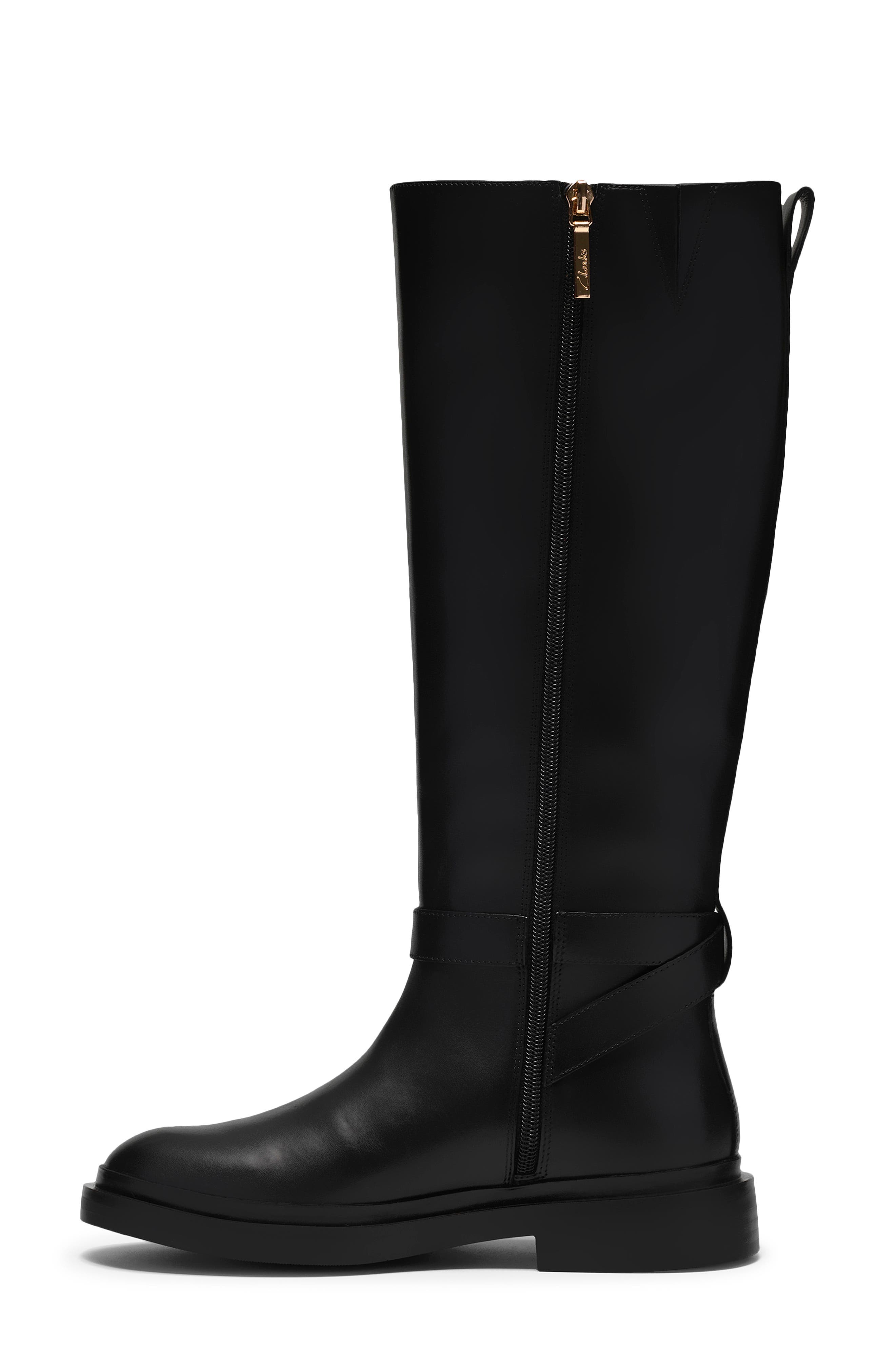 Previa Bit Knee High Leather Boot, Alternate, color, BLACK LEATHER