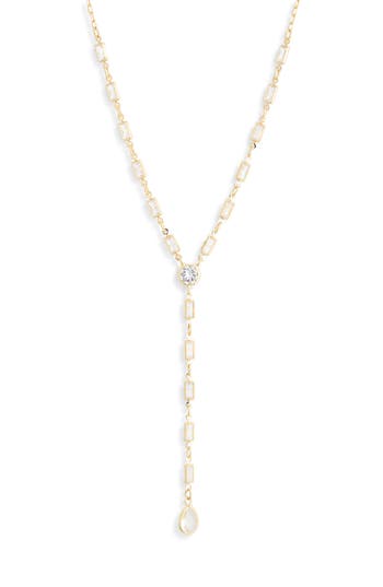 Nordstrom Rack Cubic Zirconia Y-necklace In Gold