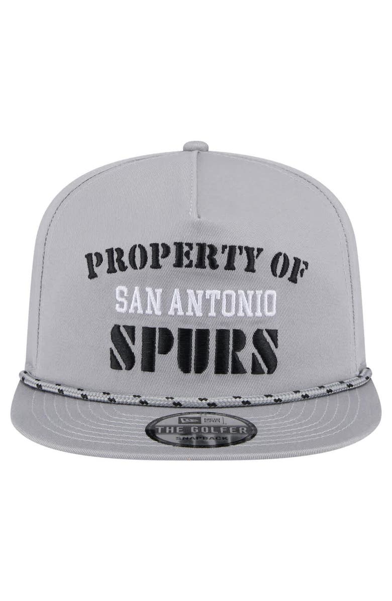 New Era Men's New Era Gray San Antonio Spurs Throwback Property Of Golfer Snapback Hat, Alternate, color, Gray