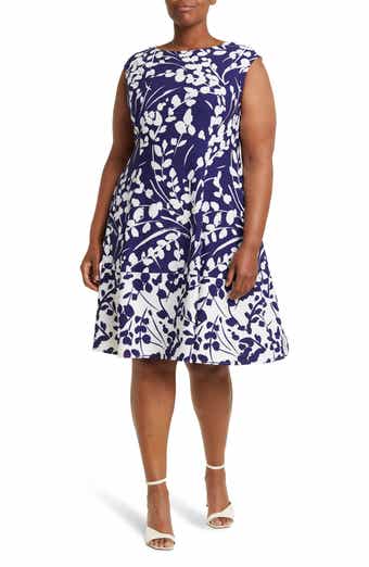 London Times Cap Sleeve Fit & Flare Dress