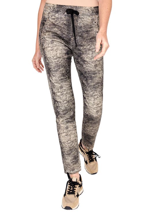 Alembika Abstract Reptile Skin Slim-fit Stretch Jeans In Gray