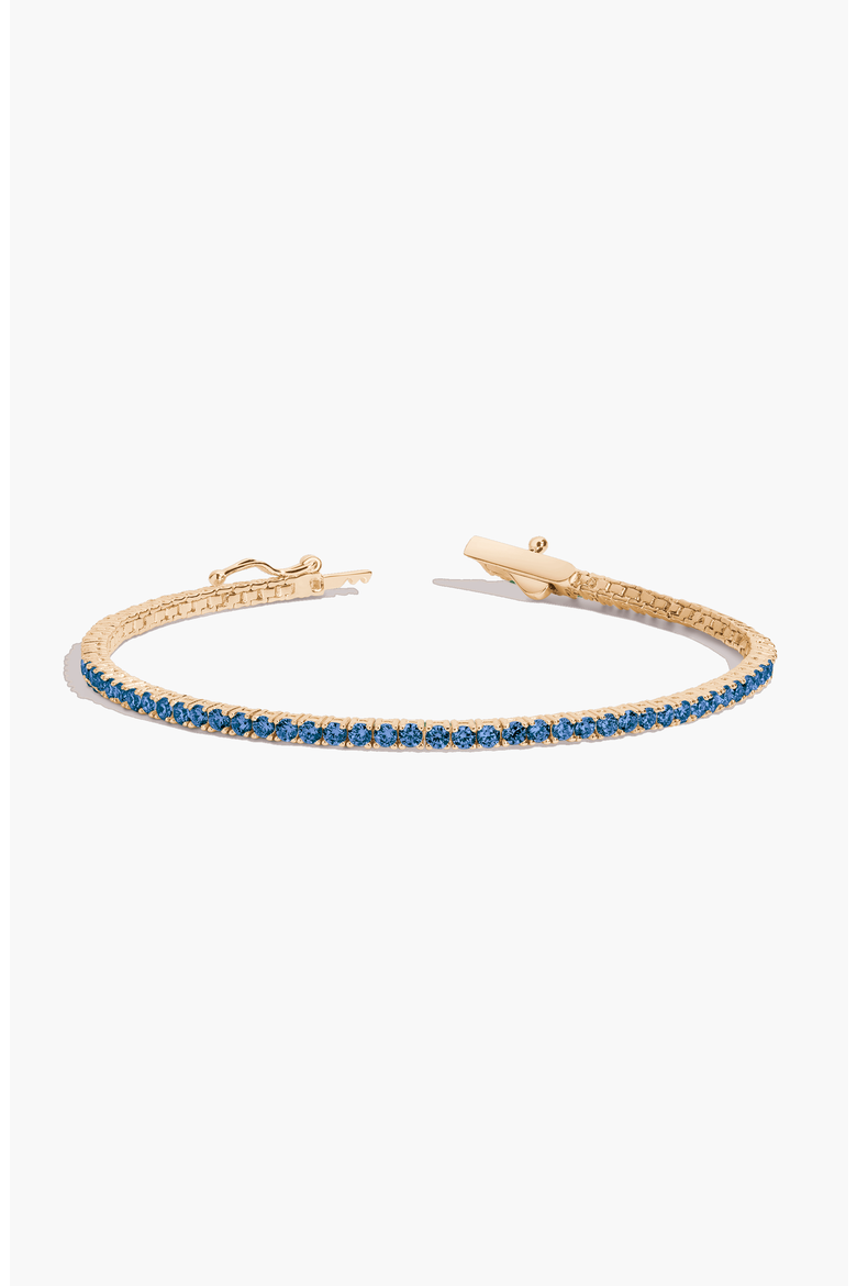 Lab Grown Blue Sapphire Tennis Bracelet - 3ct, Alternate, color, Yellow Gold Vermeil