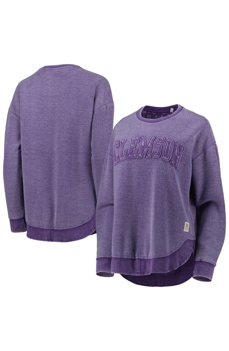 PRESSBOX Women's Pressbox Purple Clemson Tigers Ponchoville Pullover Sweatshirt, Main, color, 