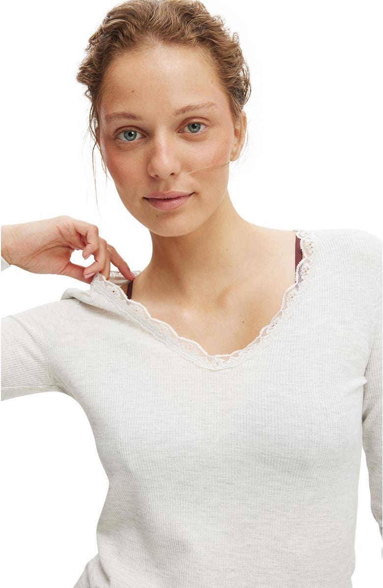 COTTON ON BODY Women's Lace Trim Long Sleeve, Alternate, color, 