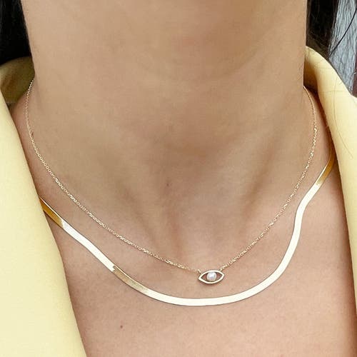 The Lovery Fine Jewelry Evil Eye Pearl Necklace In Gold
