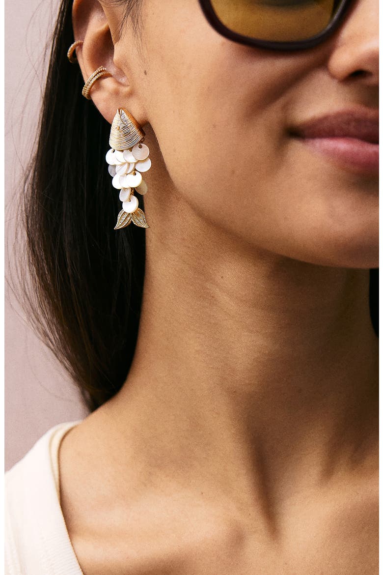 Ripple Effect Fish Statement Earrings, Alternate, color, WHITE
