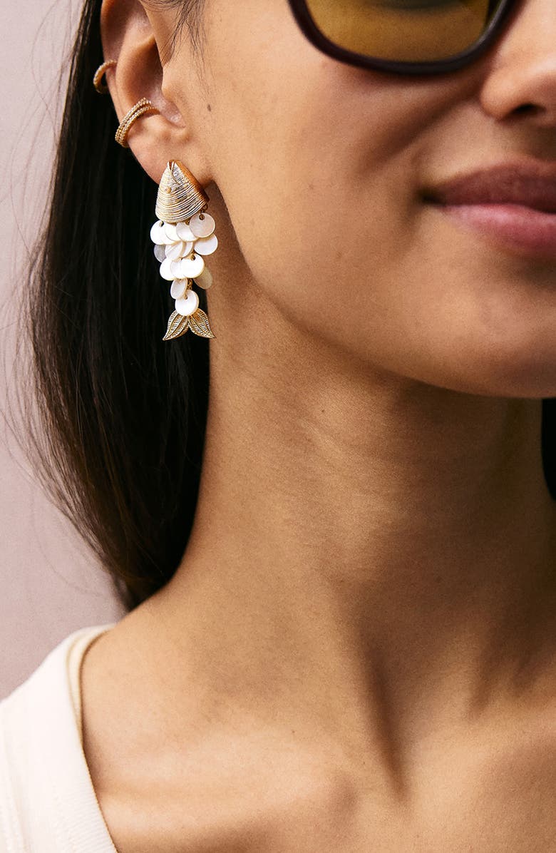 BaubleBar Ripple Effect Fish Statement Earrings, Alternate, color, White