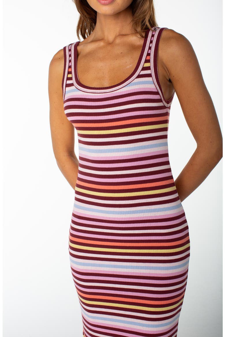 Balboa Stripe Rib Maxi Dress, Alternate, color, PORT