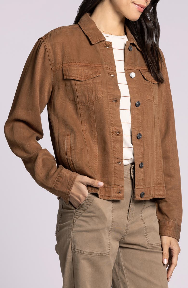 Thread & Supply Jackie Denim Trucker Jacket, Alternate, color, Toffee