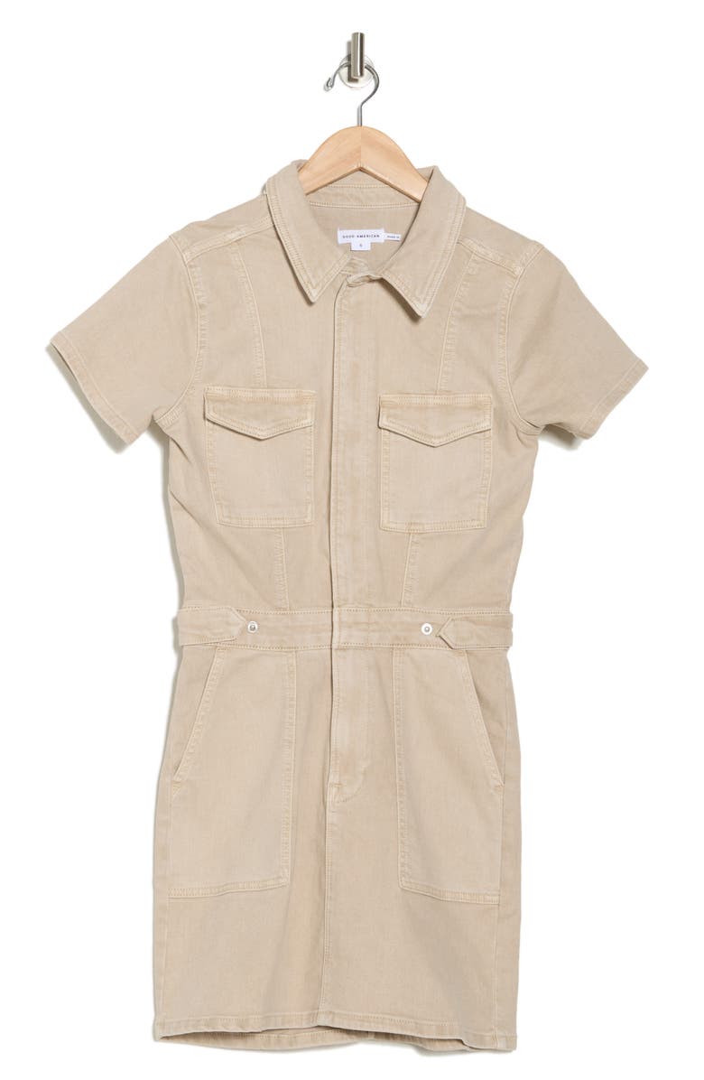 Good American Fit for Success Denim Utility Dress, Alternate, color, Sand004