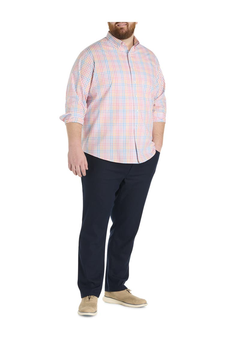 Big & Tall Plaid Tech Sport Shirt, Alternate, color, PINK MULTI
