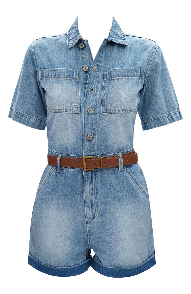 Bayeas Chloe Denim Romper, Alternate, color, Dove