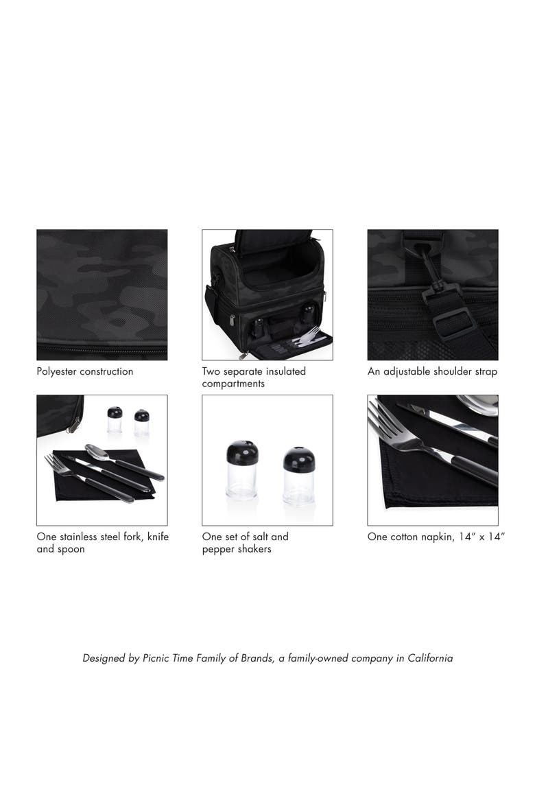 Pranzo Lunch Bag Cooler with Utensils, Alternate, color, Black Camo