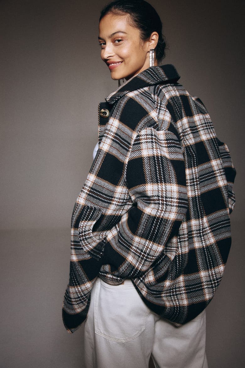 Oversized Coat, Alternate, color, Black/plaid
