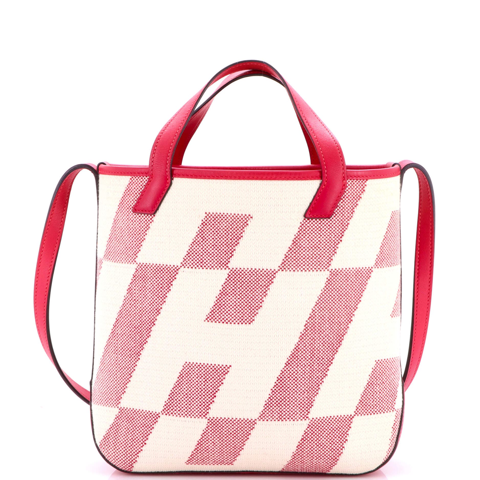 Cabas H en Biais Tote Canvas with Leather 27, Main, color, Framboise
