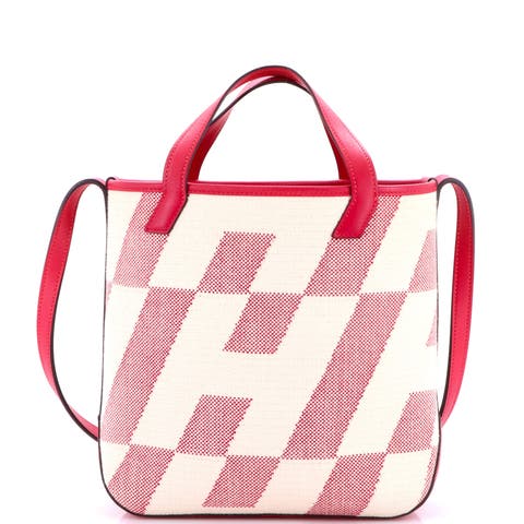 Cabas H en Biais Tote Canvas with Leather 27