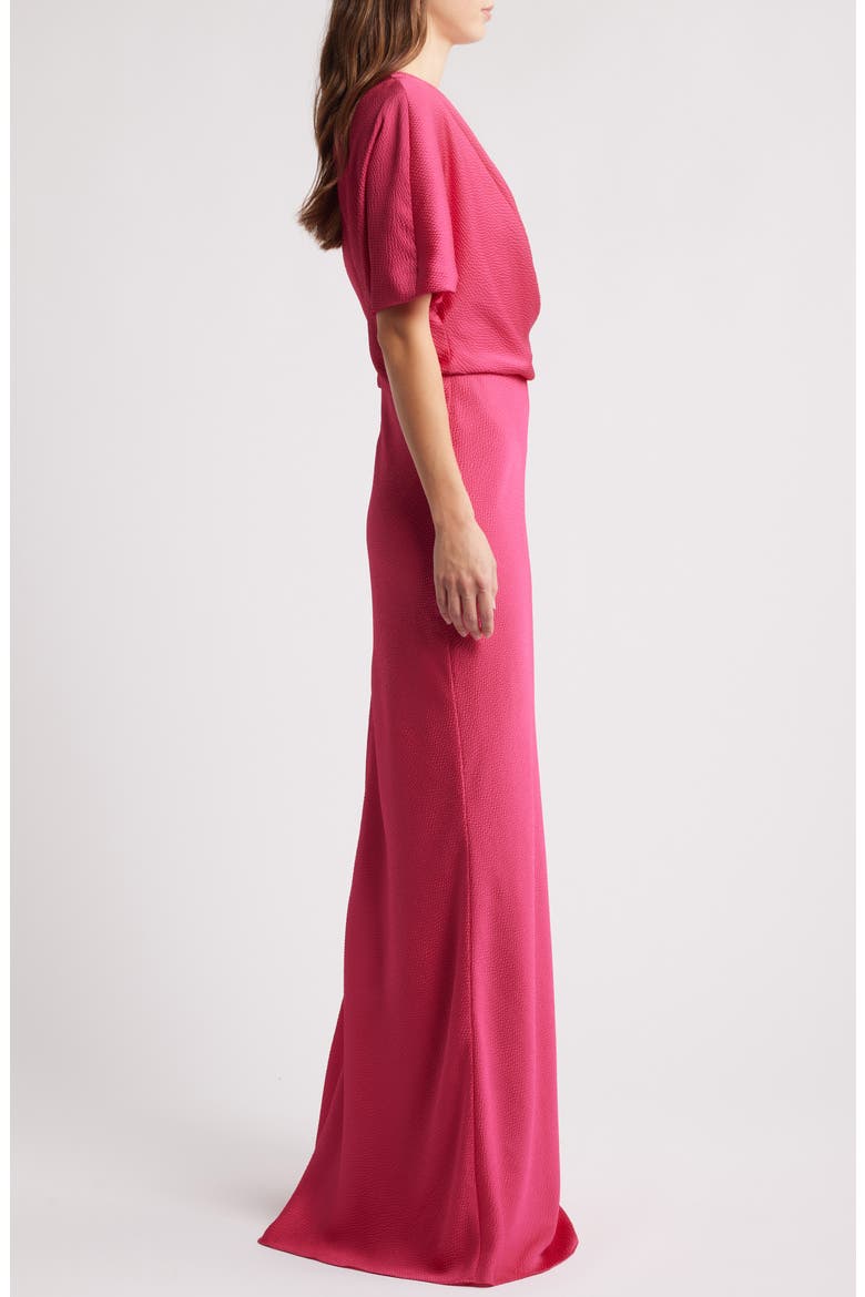 Slouch One-Shoulder Hammered Satin Gown, Alternate, color, MAGENTA