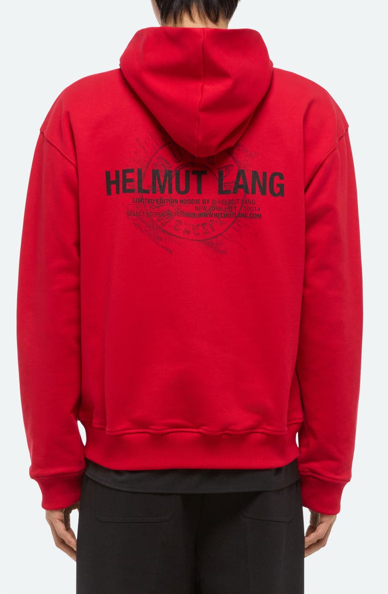 Helmut Lang Sketch Compact Cotton Graphic Hoodie, Alternate, color, Deep Red - N51