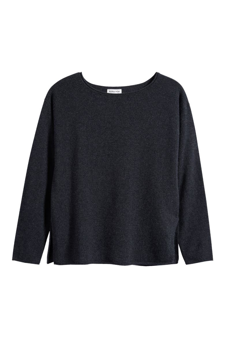 Cashmere Lounge Top, Alternate, color, DARK CHARCOAL HEATHER