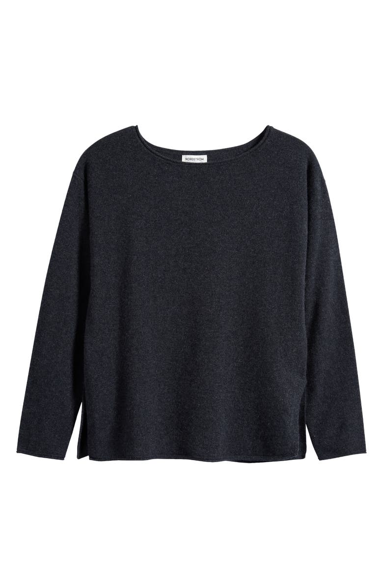Nordstrom Cashmere Lounge Top, Alternate, color, Dark Charcoal Heather