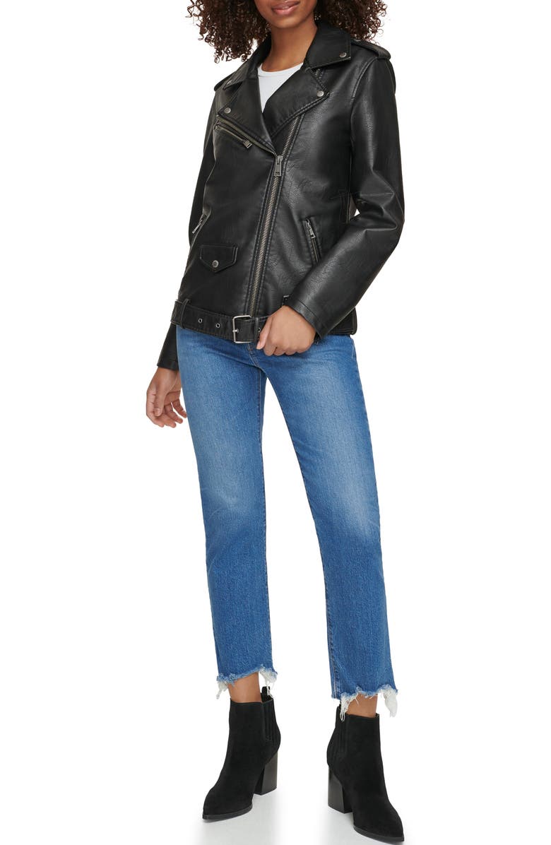Levi's<sup>®</sup> Longline Belted Faux Leather Moto Jacket, Alternate, color,