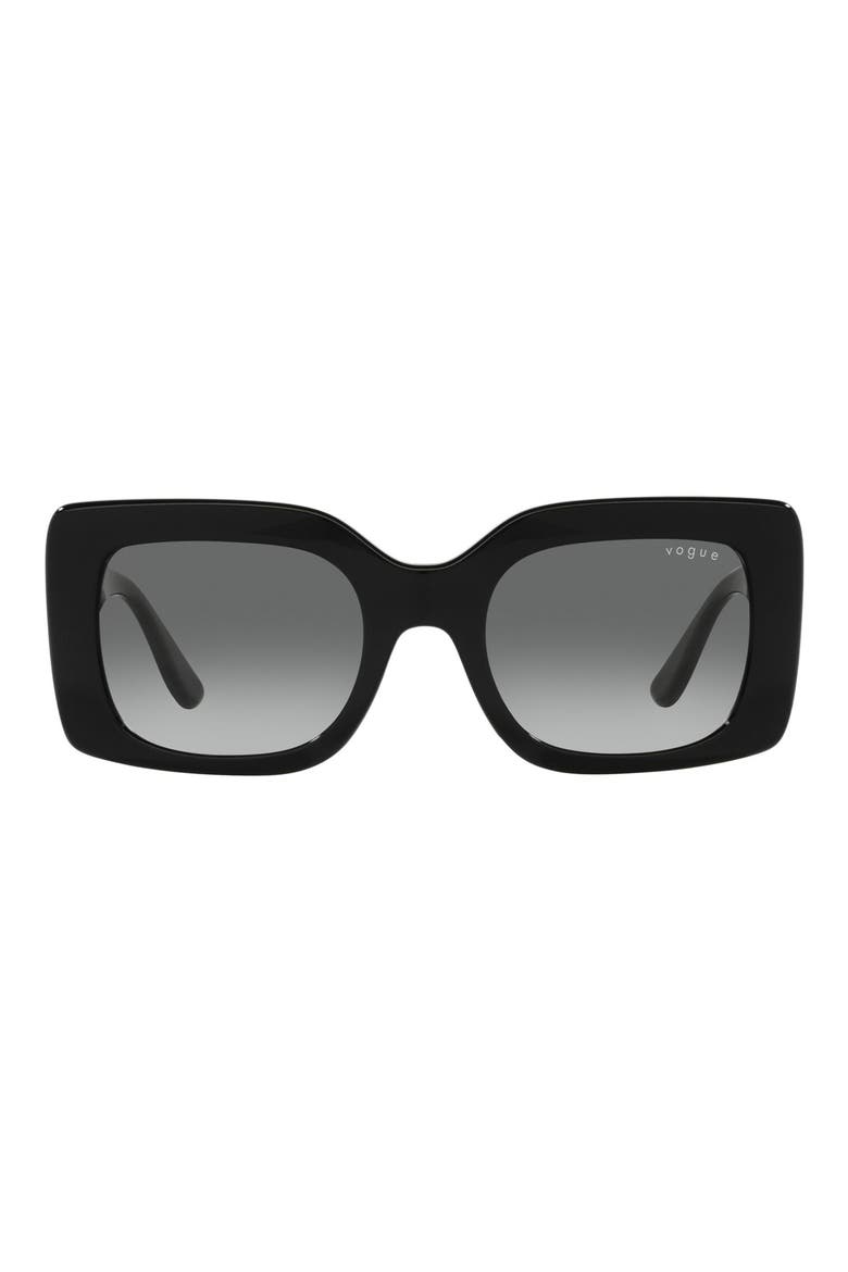 52mm Gradient Rectangular Sunglasses, Main, color, BLACK