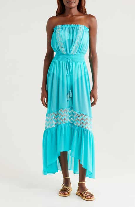 Dorian Strapless Semisheer Cover-Up Maxi Sundress